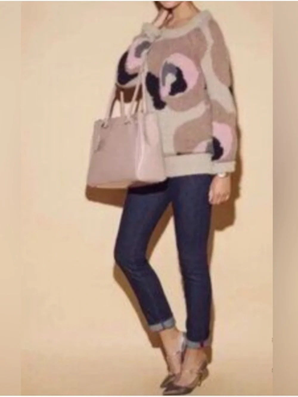 EUC Kate Spade Mohair blend Deco Rose Long Sweater, XS